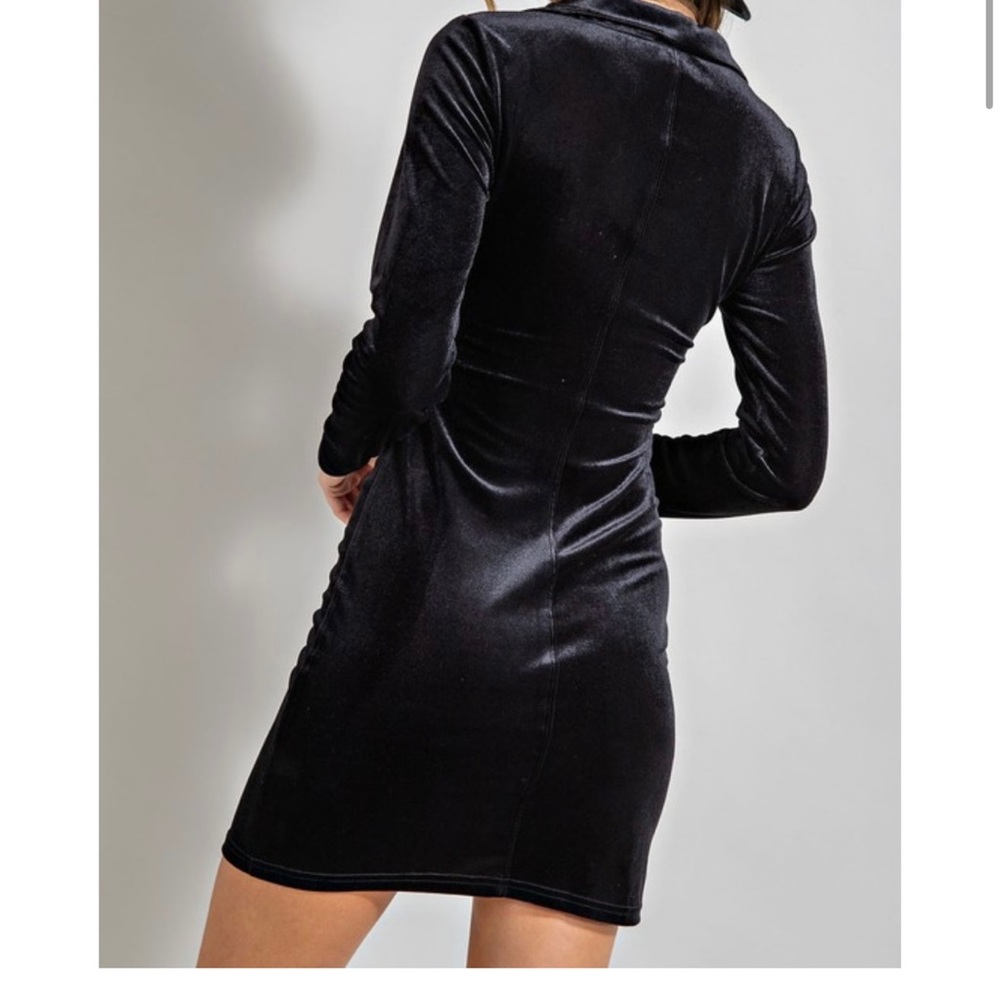 NWT $98 Black Velvet Ruched Mini Dress